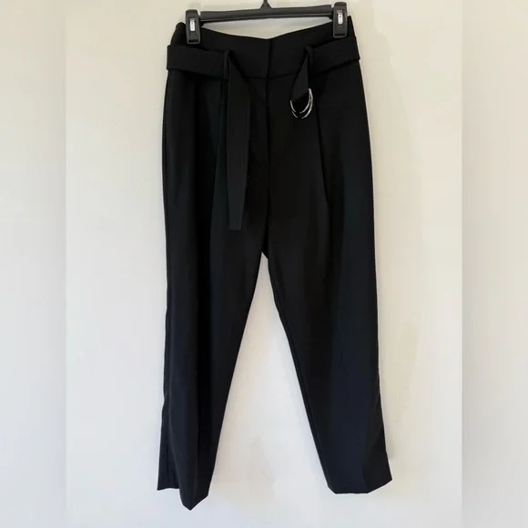 Reiss “Blythe” Wool-Blend Black Tapered Trousers Belt Women’s Size 4 carrier - Picture 3 of 10